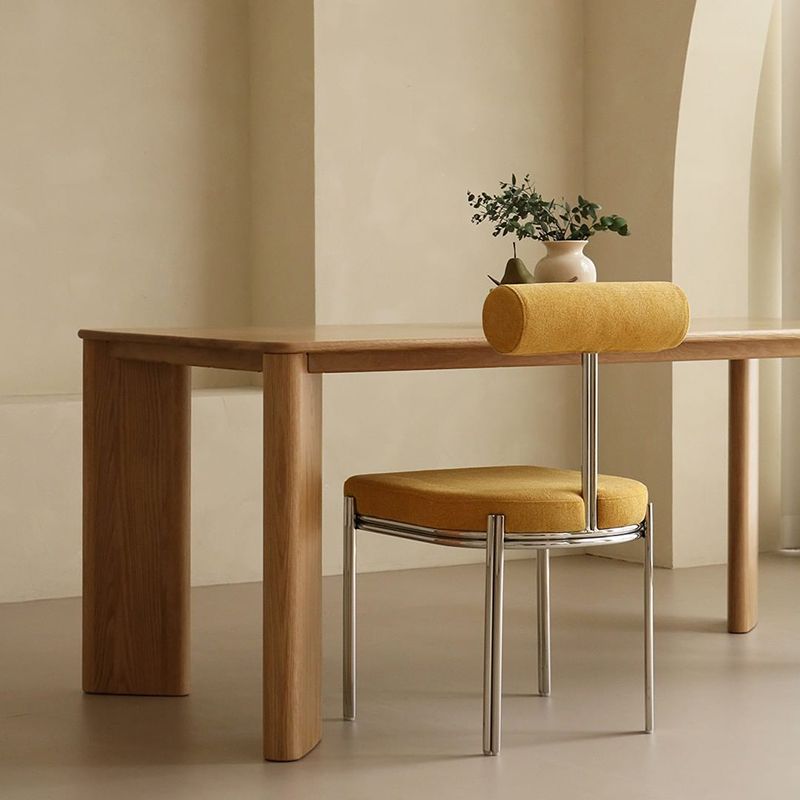 Solid Wood Contemporary Dining Table Rectangle Natural Table with 4 Legs