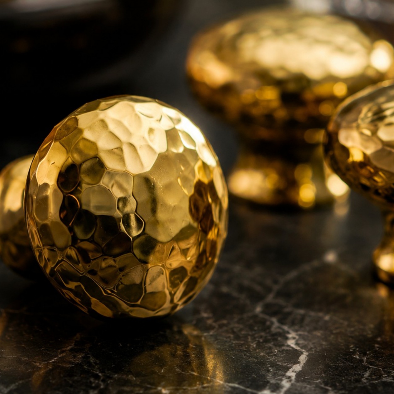 Hammered solid brass cabinet knob
