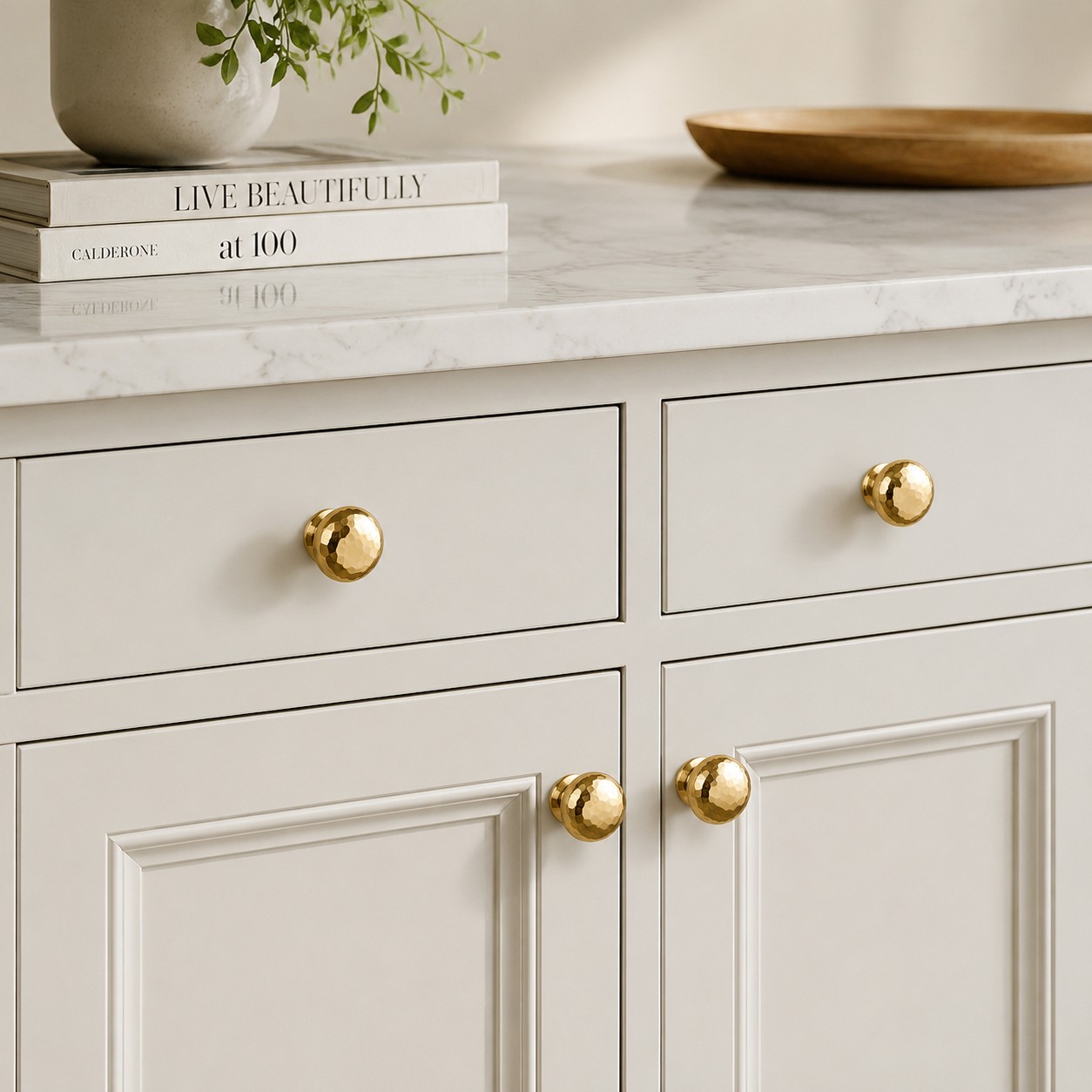Hammered solid brass cabinet knob