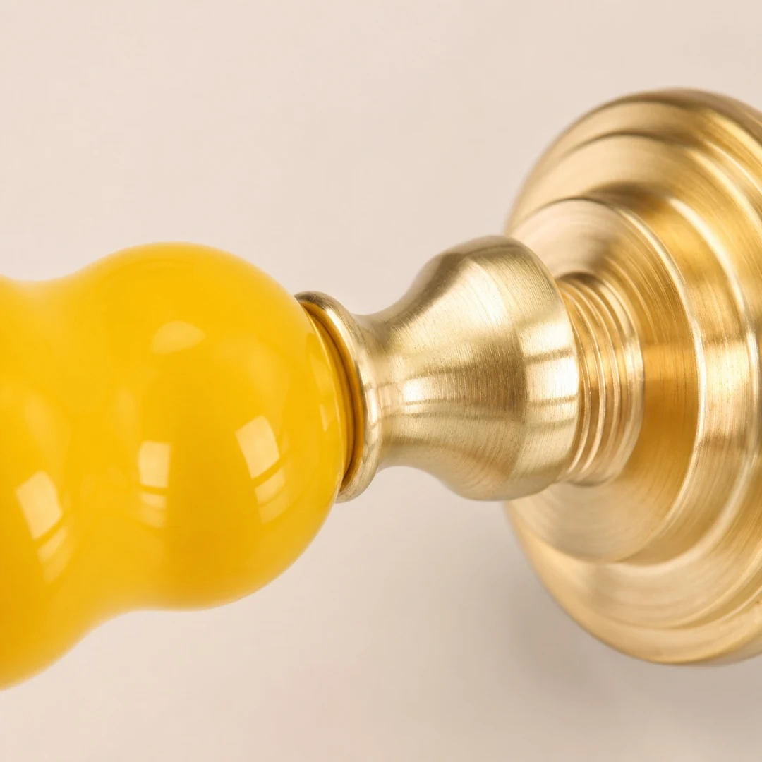 Ceramic cabinet handle detail and size view