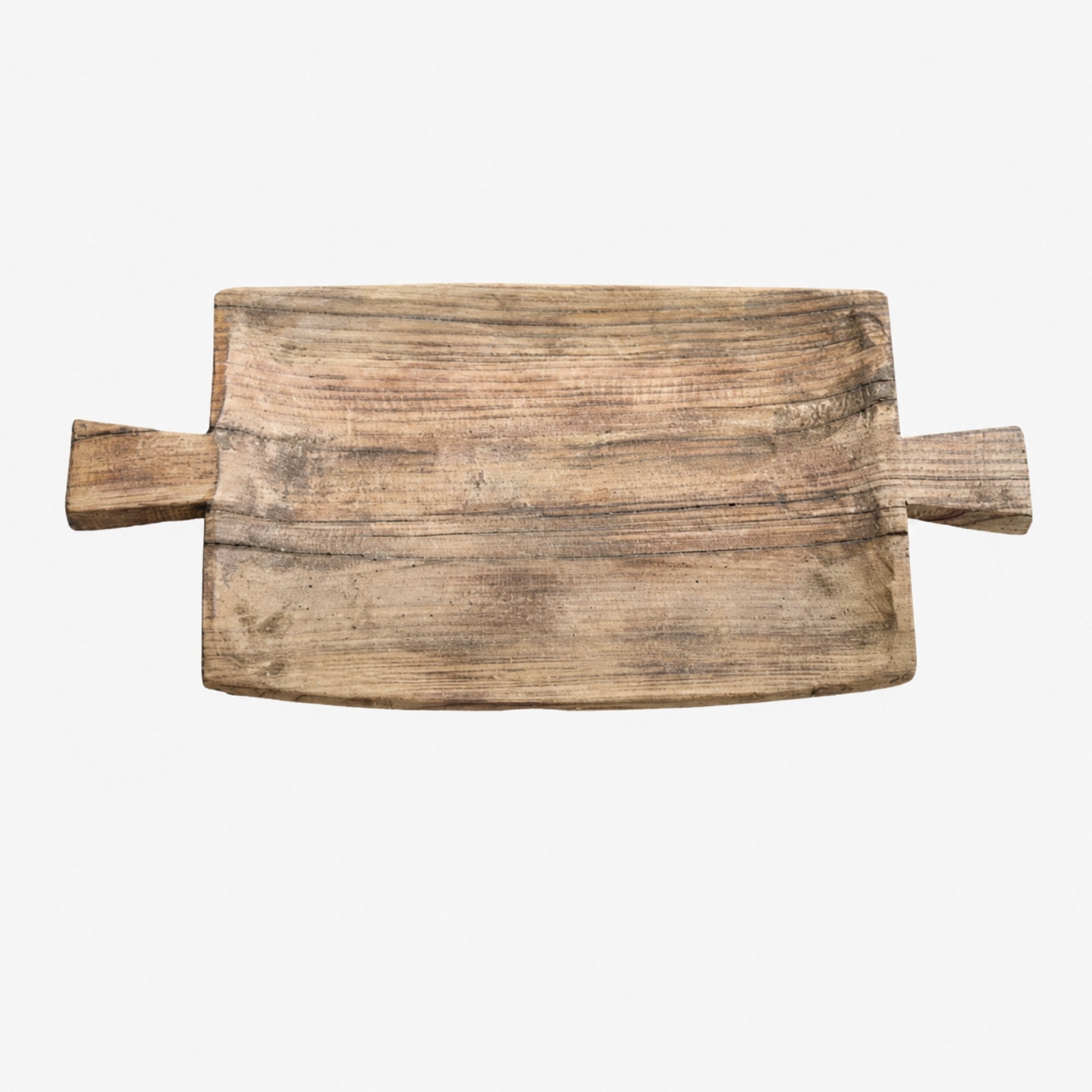 Natural reclaimed wood serving tray with double handles