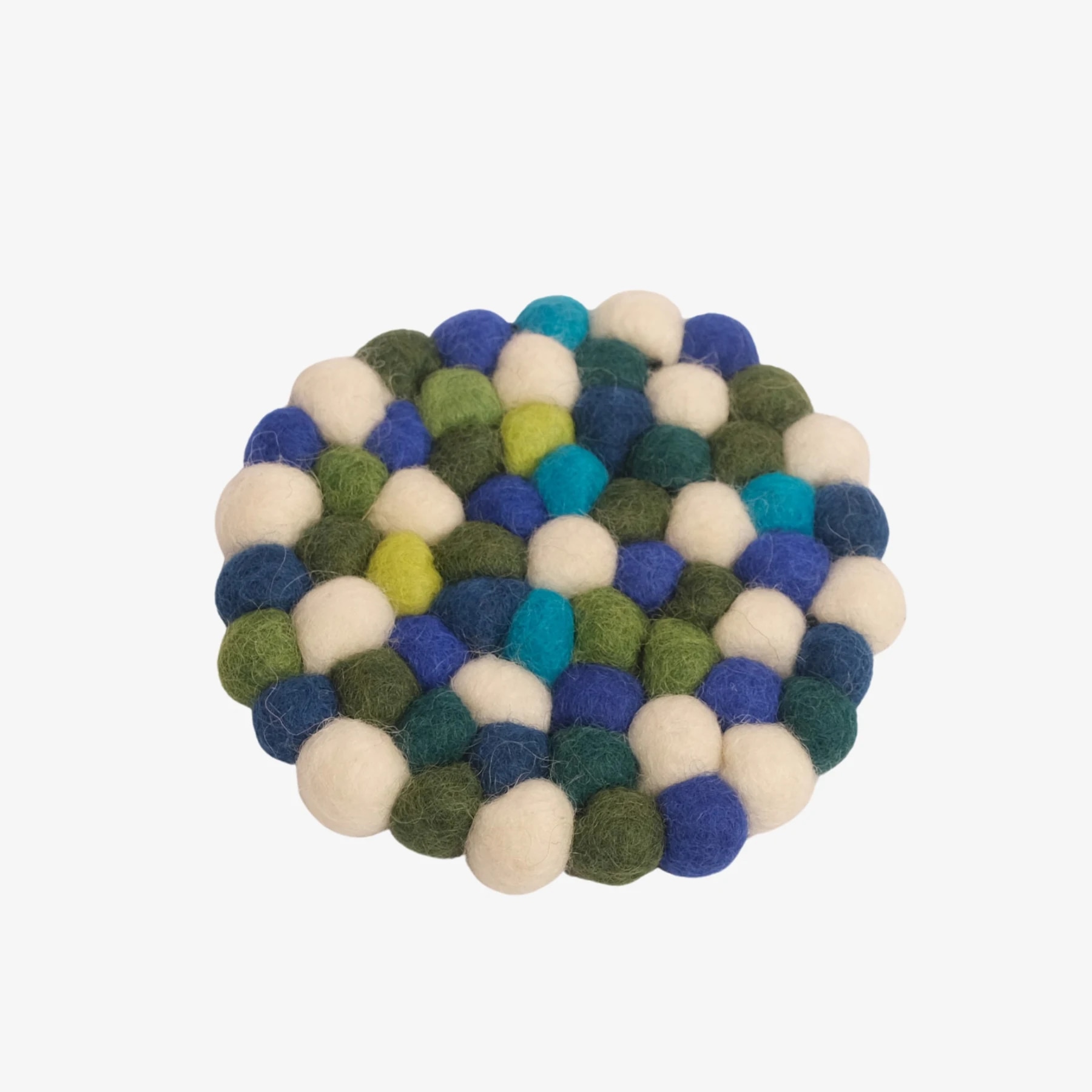 Navy multicolor handmade felt ball coaster