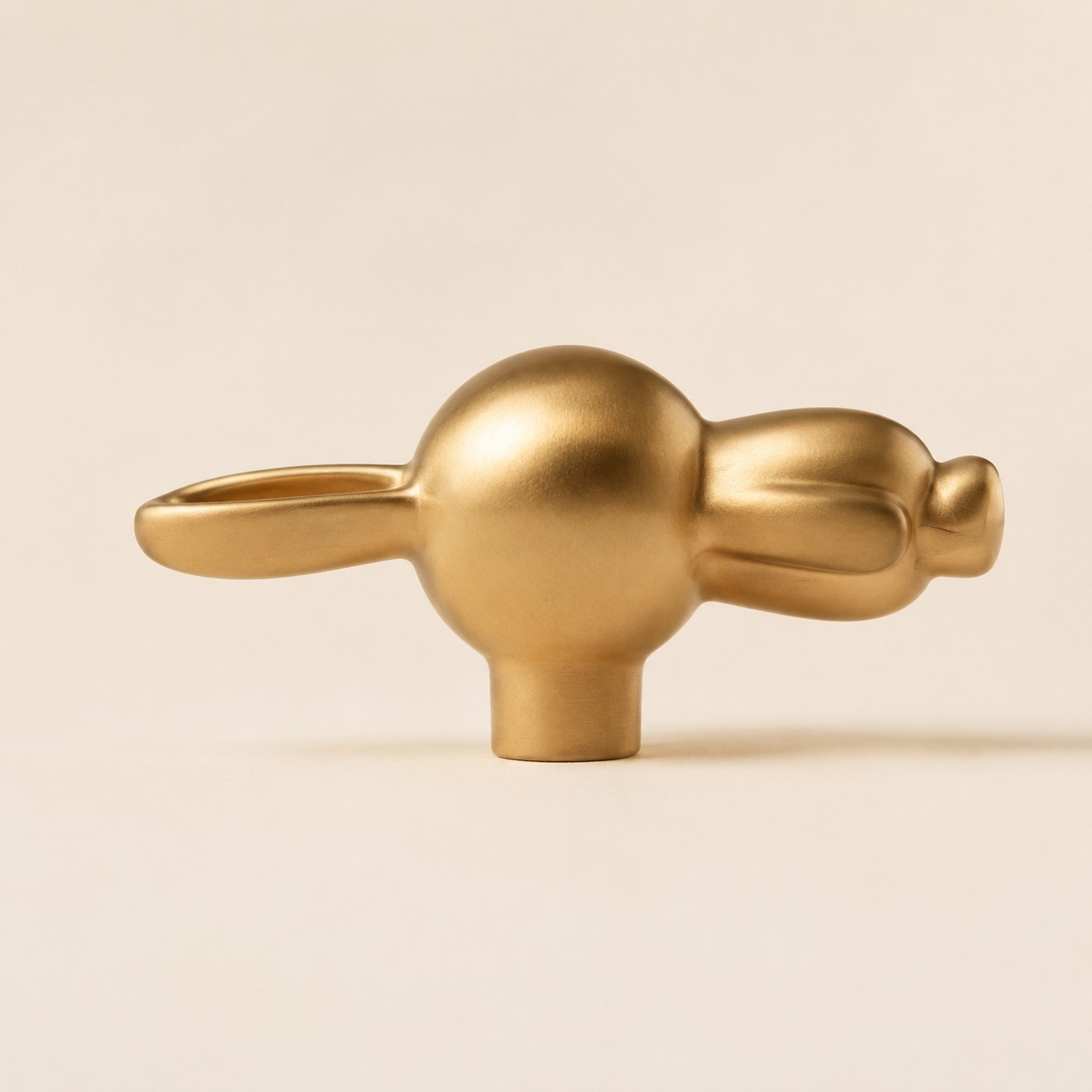 Brass rabbit cabinet knob side detail