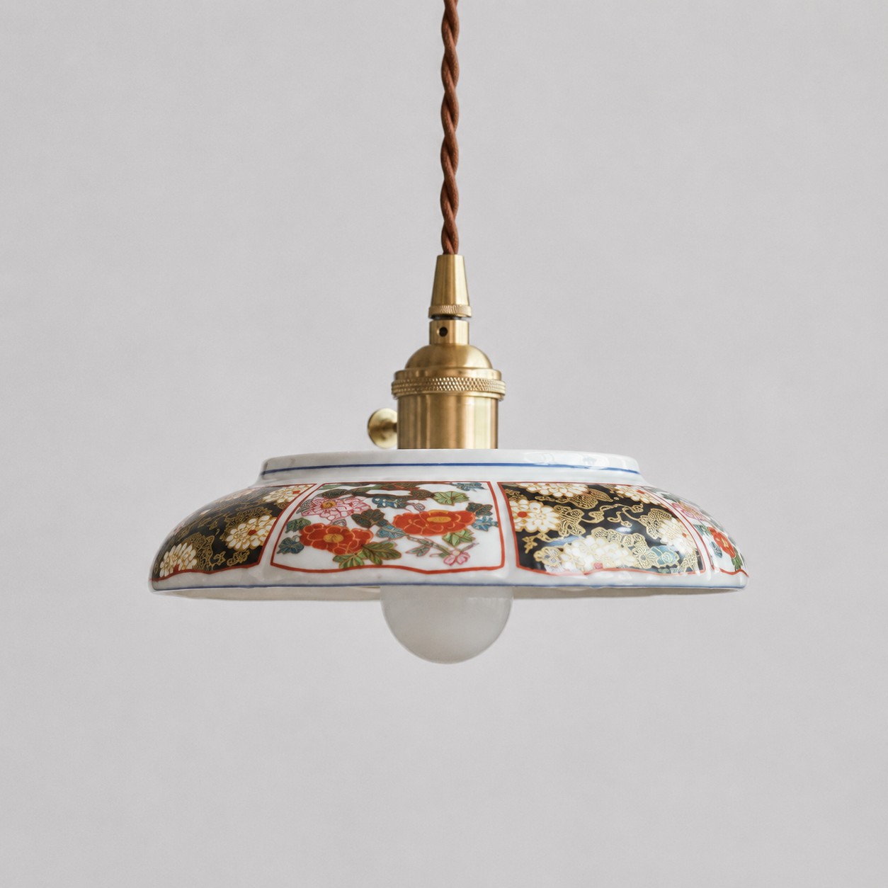 Manshantang floral ceramic pendant lamp SKU front view