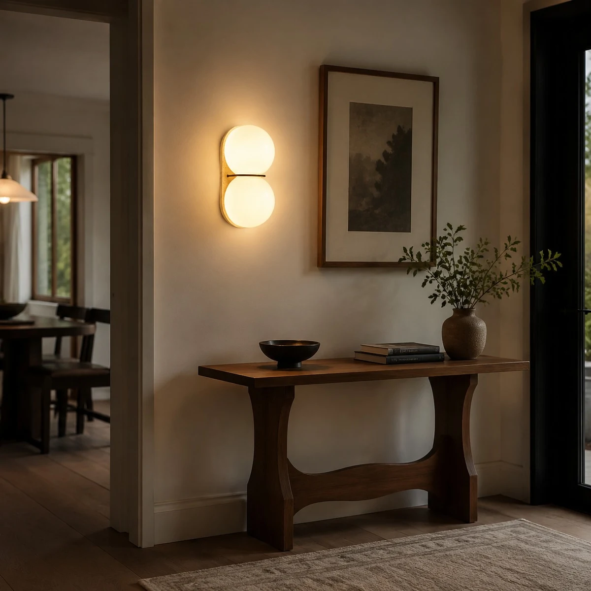 Natural Travertine Double Globe Wall Sconce