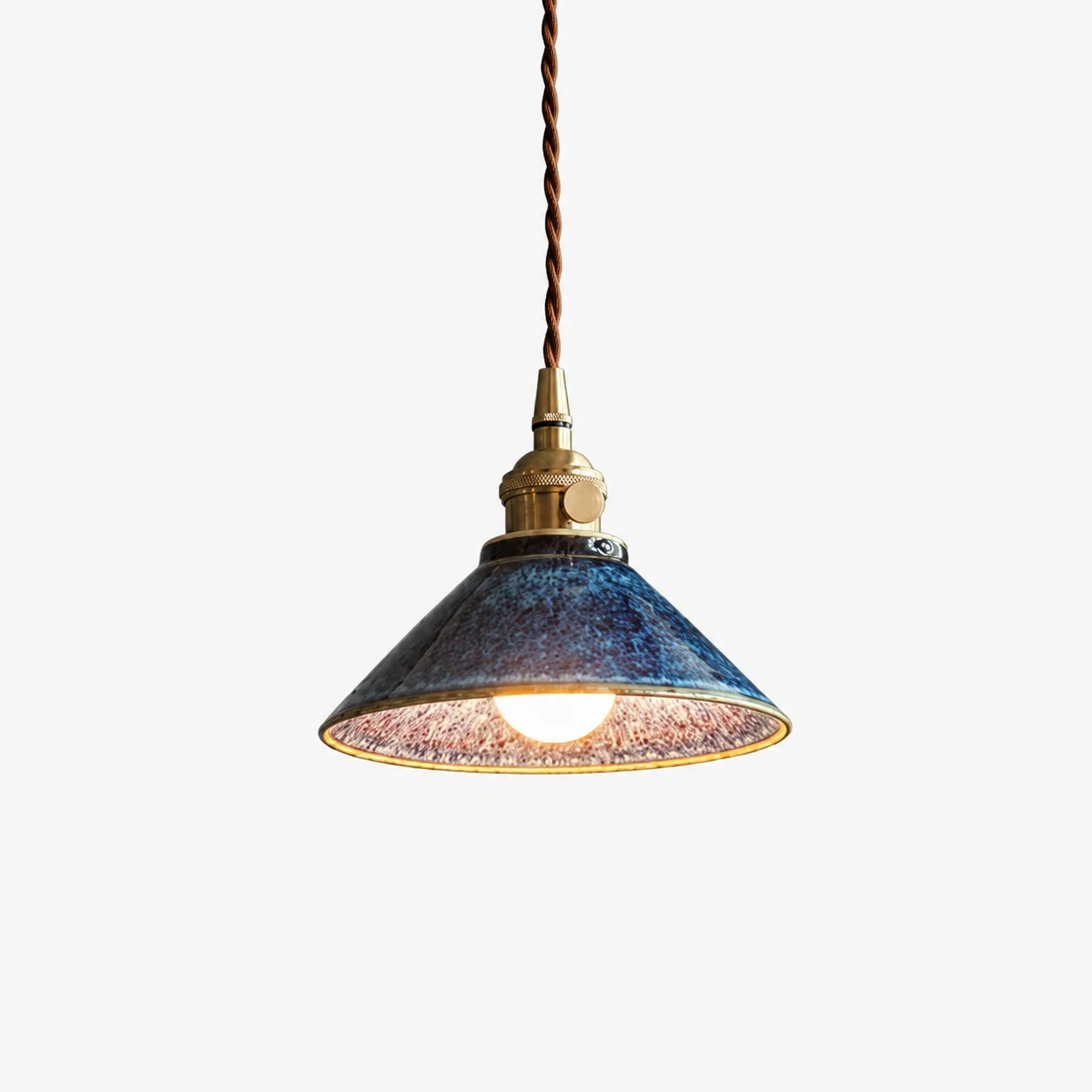 Tenmoku Blue Glaze Keramik-Pendelleuchte