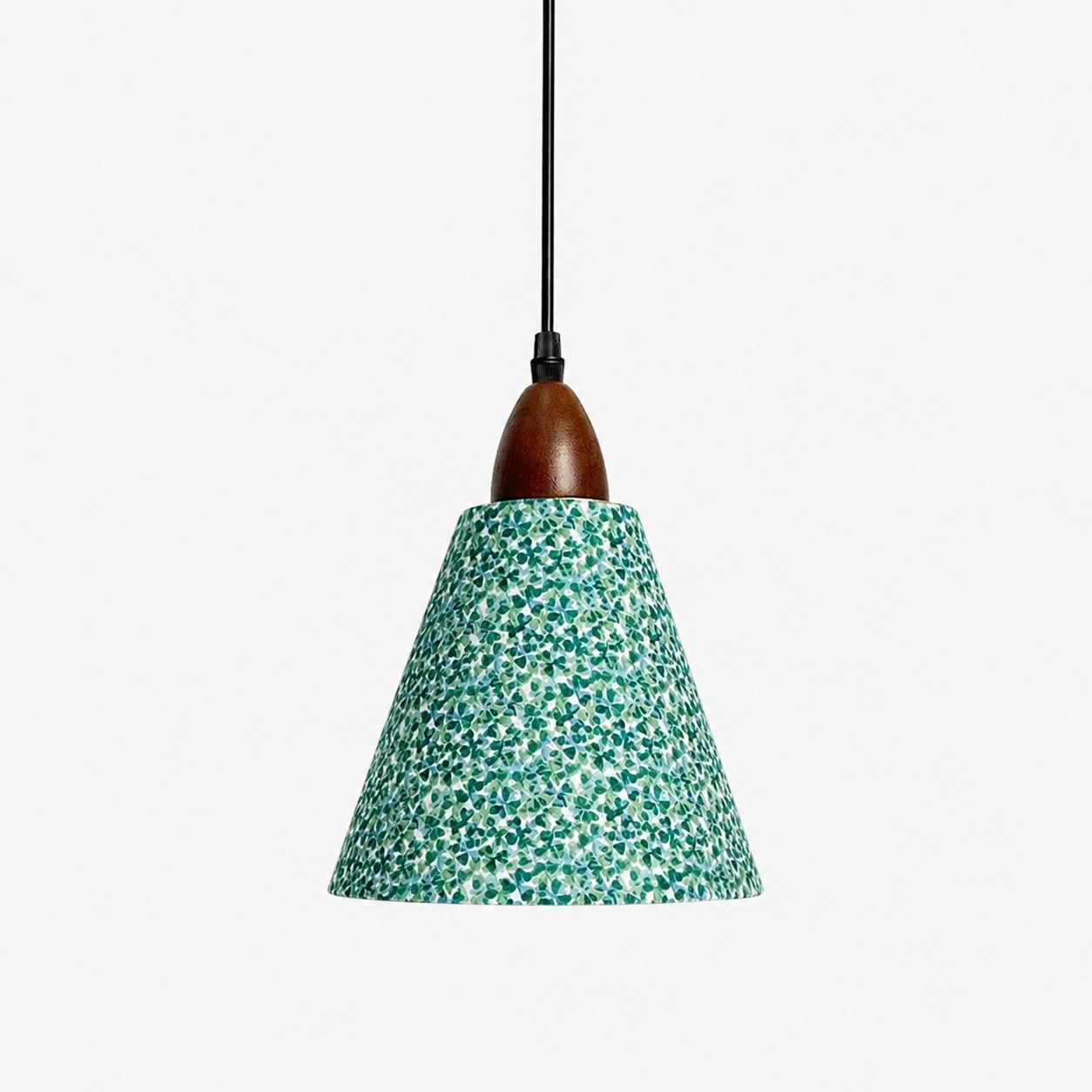 Pendelleuchte aus orangefarbenem Stoff mit Blumenmuster